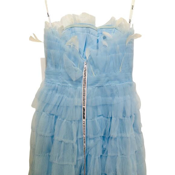 MAC DUGGAL 20529 Powder Blue Strapless Feathers Short Tulle Dress NWT sz 6 - Picture 8 of 16